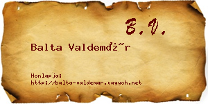 Balta Valdemár névjegykártya
